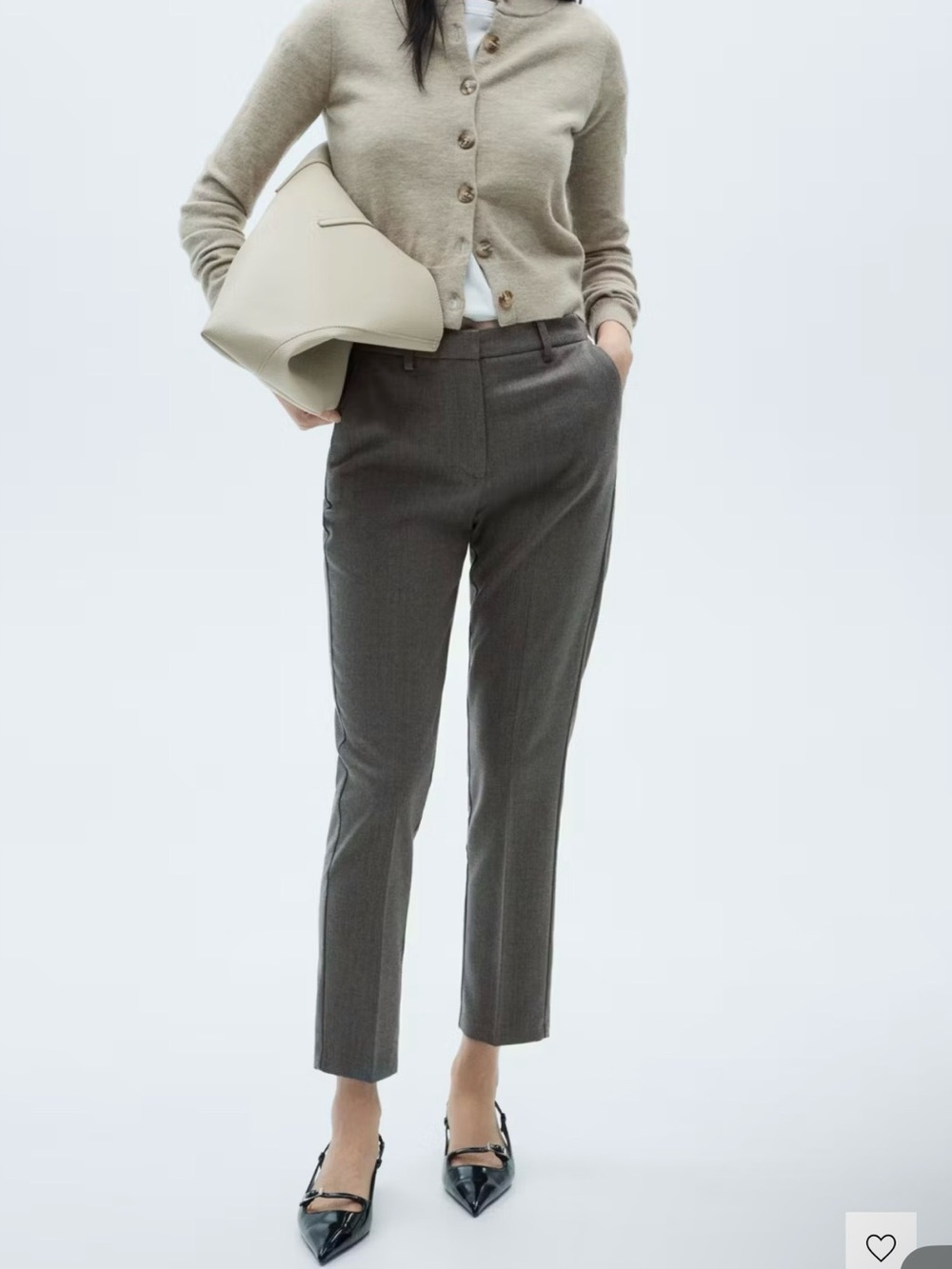 Mango Mid-Rise Tailored Gray Women's Dress Pants - Slim Straight
